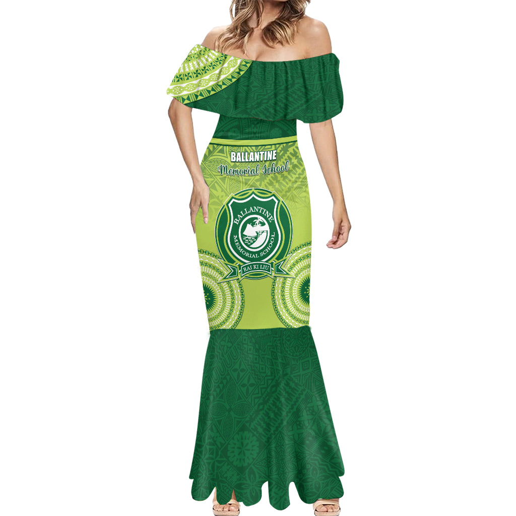 Personalised Ballantine Memorial School Mermaid Dress With Fijian Tapa Pattern LT05 - Polynesian Pride