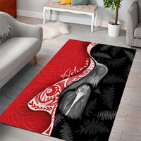 New Zealand Aotearoa Area Rug Kiwi Fern Maori Pattern Red Version