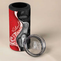 New Zealand Aotearoa 4 in 1 Can Cooler Tumbler Kiwi Fern Maori Pattern Red Version LT05 - Polynesian Pride