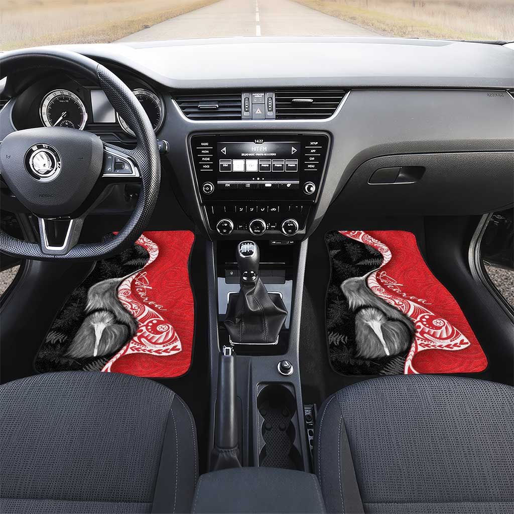 New Zealand Aotearoa Car Mats Kiwi Fern Maori Pattern Red Version