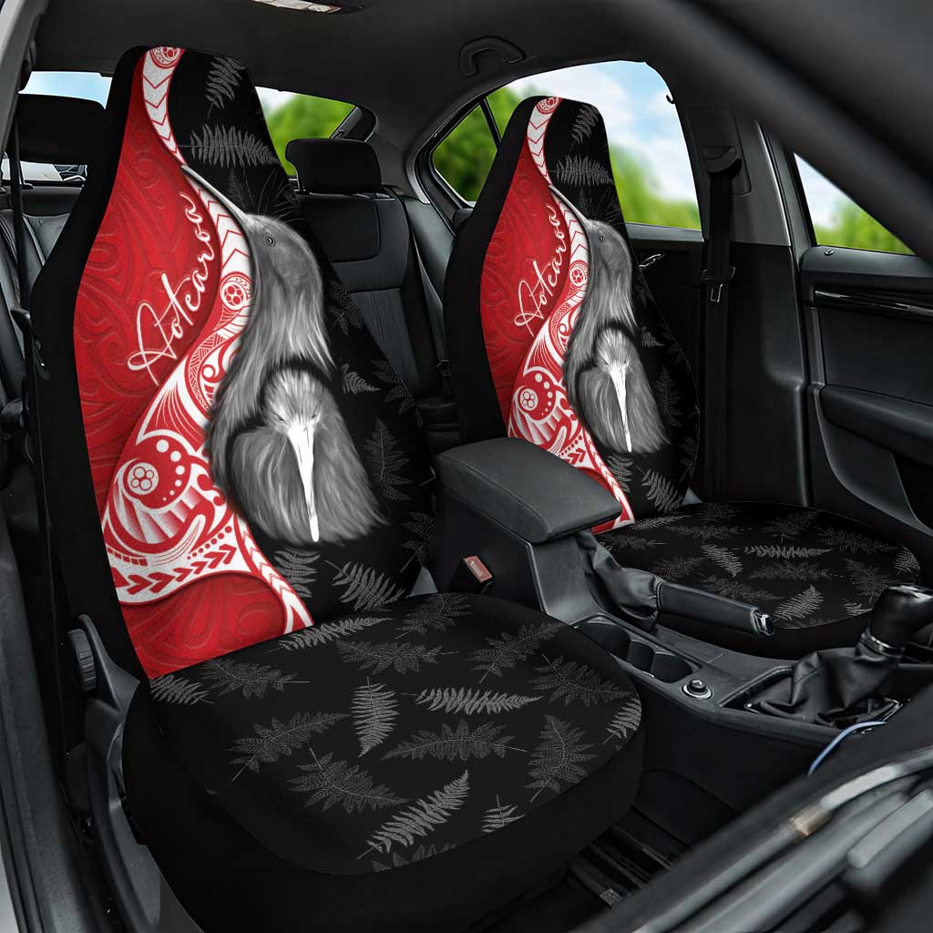 New Zealand Aotearoa Car Seat Cover Kiwi Fern Maori Pattern Red Version