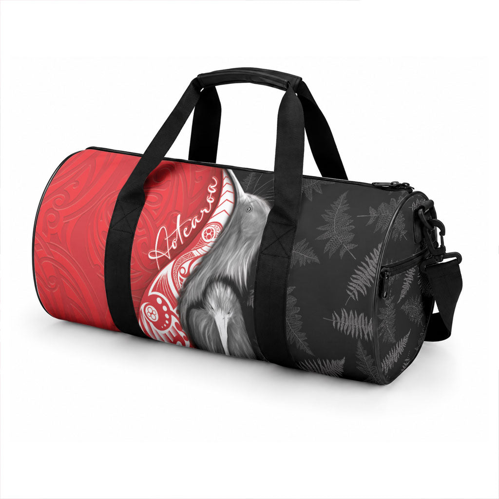 New Zealand Aotearoa Duffle Bag Kiwi Fern Maori Pattern Red Version LT05 - Polynesian Pride