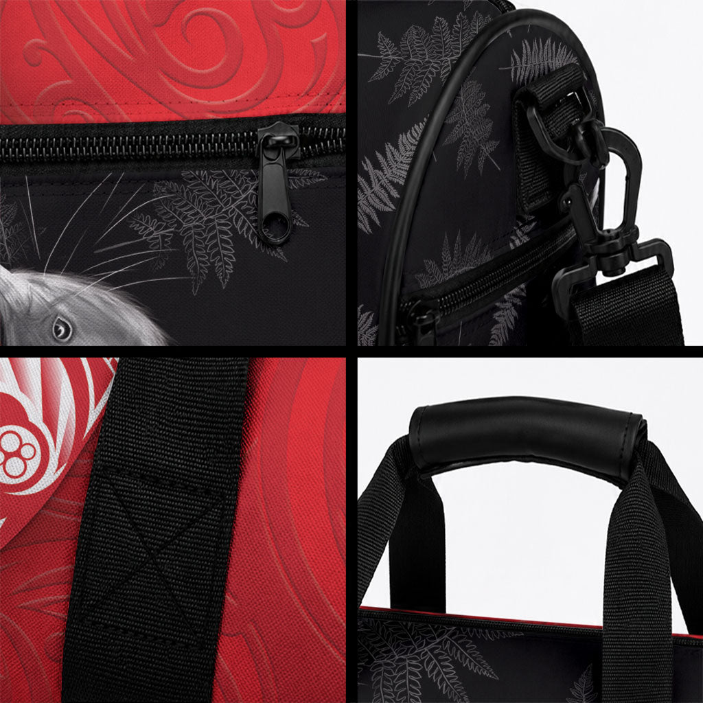 New Zealand Aotearoa Duffle Bag Kiwi Fern Maori Pattern Red Version LT05 - Polynesian Pride