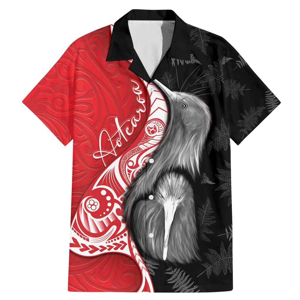 New Zealand Aotearoa Family Matching Mermaid Dress and Hawaiian Shirt Kiwi Fern Maori Pattern Red Version LT05 Dad's Shirt - Short Sleeve Red - Polynesian Pride