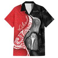 New Zealand Aotearoa Family Matching Off Shoulder Maxi Dress and Hawaiian Shirt Kiwi Fern Maori Pattern Red Version LT05 Dad's Shirt - Short Sleeve Red - Polynesian Pride