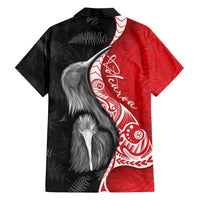 New Zealand Aotearoa Family Matching Puletasi and Hawaiian Shirt Kiwi Fern Maori Pattern Red Version LT05 - Polynesian Pride