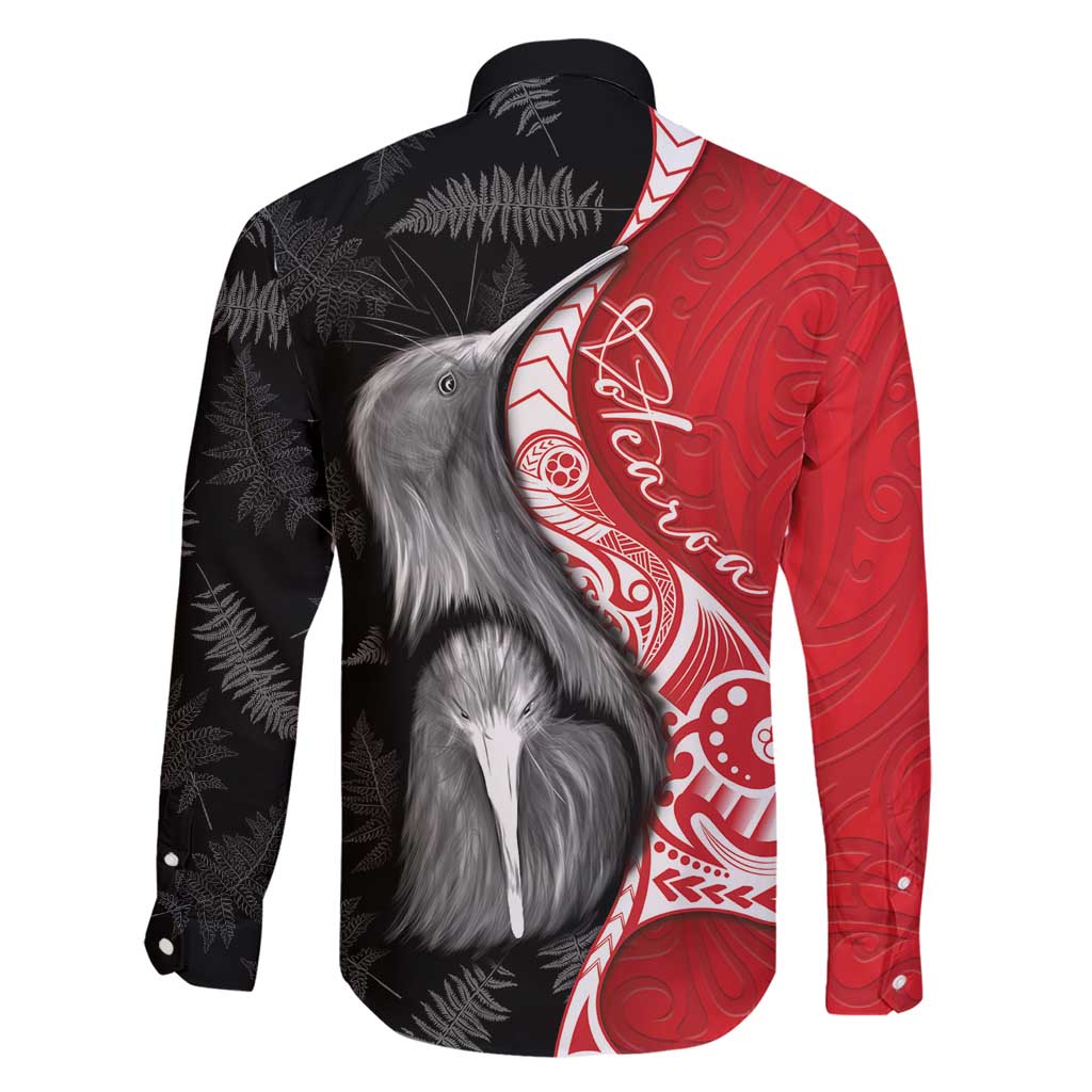 New Zealand Aotearoa Family Matching Short Sleeve Bodycon Dress and Hawaiian Shirt Kiwi Fern Maori Pattern Red Version LT05 - Polynesian Pride