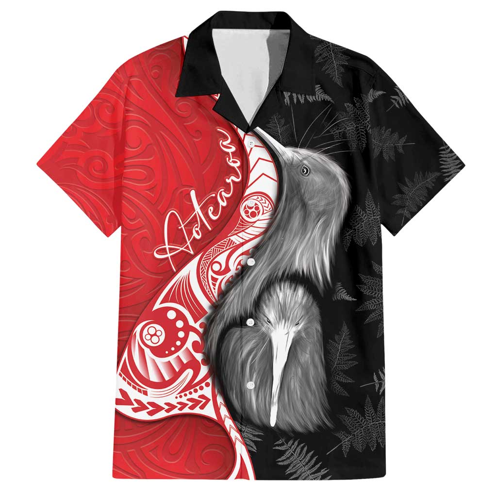 New Zealand Aotearoa Family Matching Tank Maxi Dress and Hawaiian Shirt Kiwi Fern Maori Pattern Red Version LT05 Dad's Shirt - Short Sleeve Red - Polynesian Pride