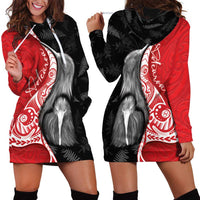 New Zealand Aotearoa Hoodie Dress Kiwi Fern Maori Pattern Red Version LT05 - Polynesian Pride