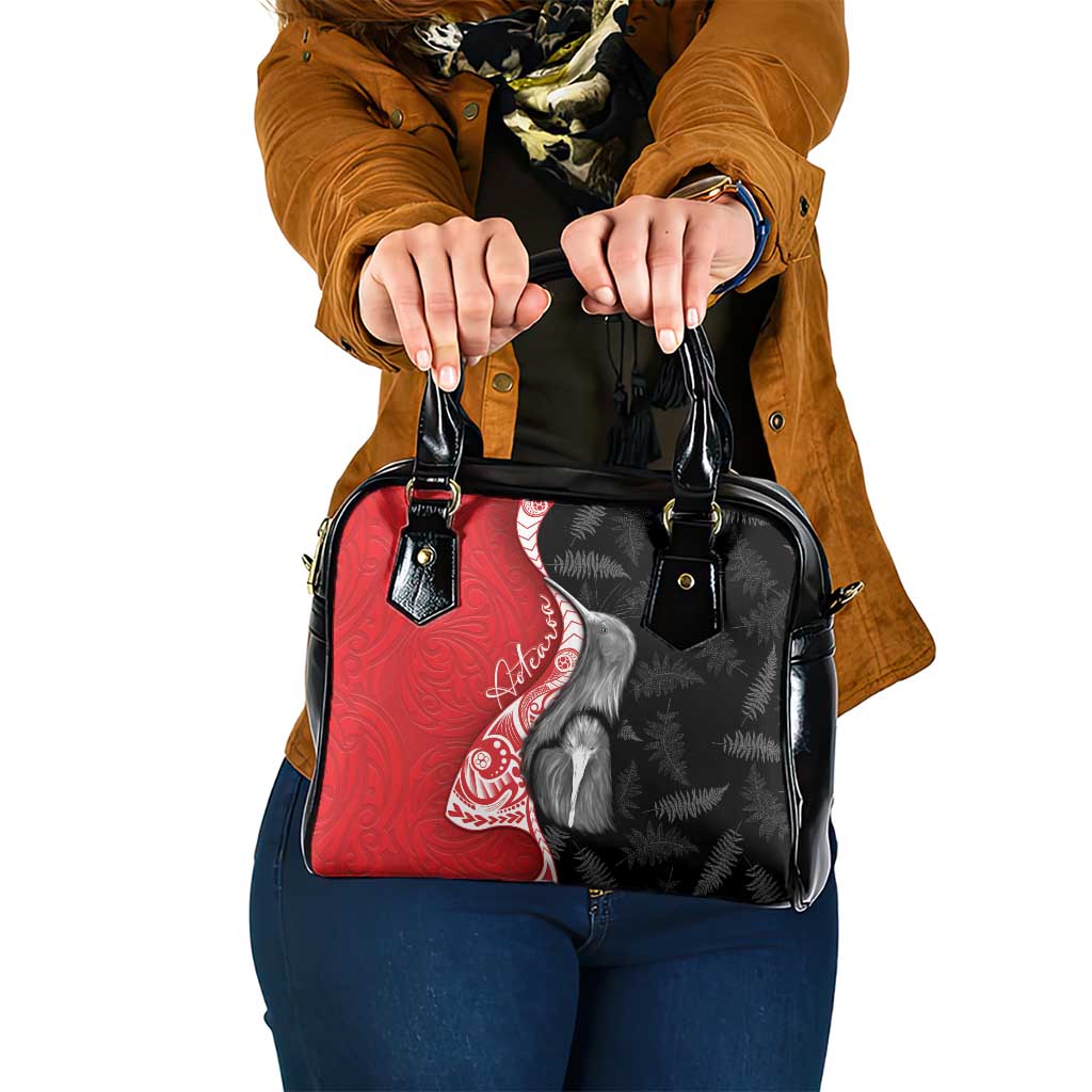New Zealand Aotearoa Shoulder Handbag Kiwi Fern Maori Pattern Red Version LT05 One Size Red - Polynesian Pride