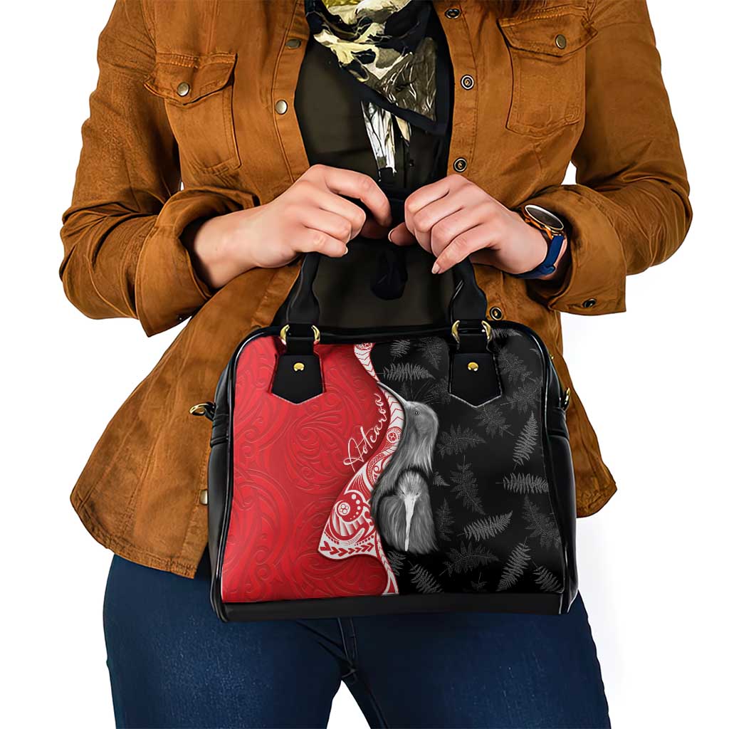 New Zealand Aotearoa Shoulder Handbag Kiwi Fern Maori Pattern Red Version LT05 - Polynesian Pride
