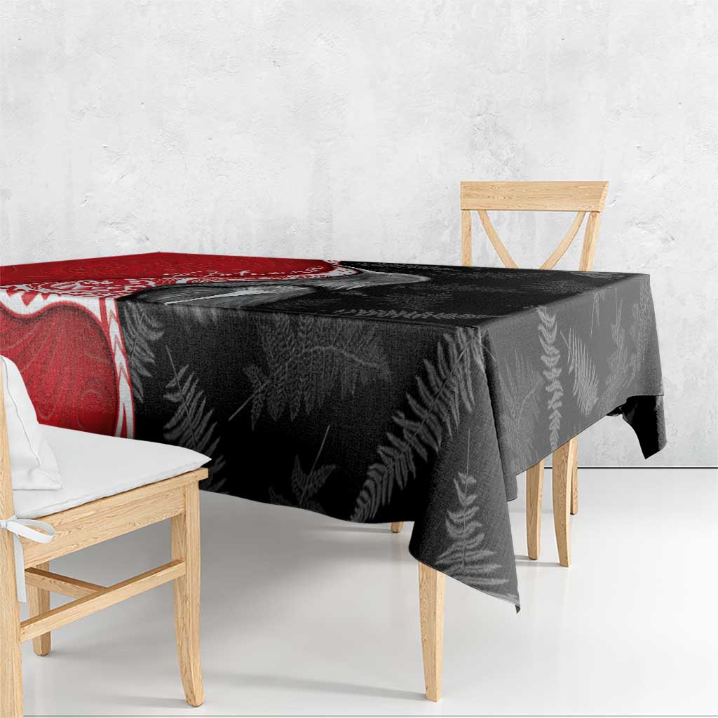 New Zealand Aotearoa Tablecloth Kiwi Fern Maori Pattern Red Version