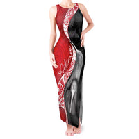 New Zealand Aotearoa Tank Maxi Dress Kiwi Fern Maori Pattern Red Version