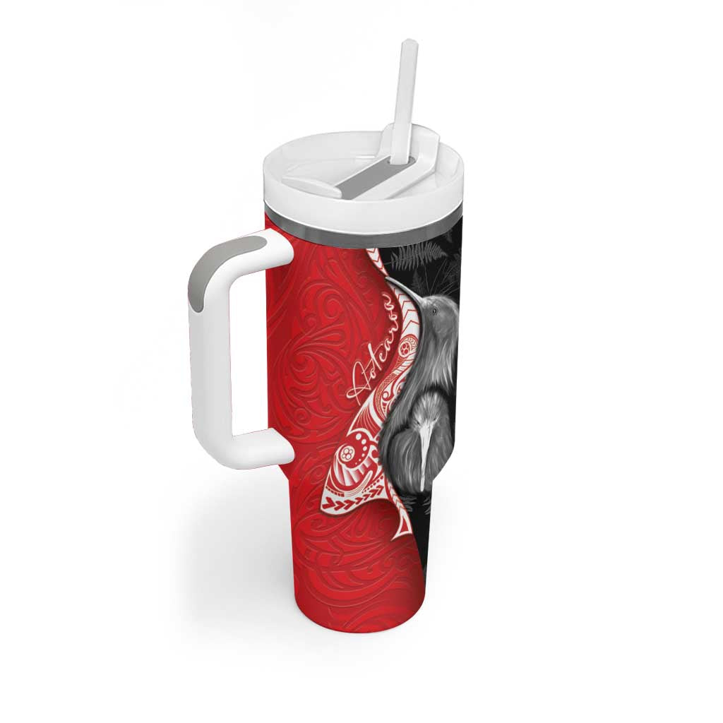 New Zealand Aotearoa Tumbler With Handle Kiwi Fern Maori Pattern Red Version