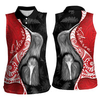 New Zealand Aotearoa Women Sleeveless Polo Shirt Kiwi Fern Maori Pattern Red Version LT05 - Polynesian Pride