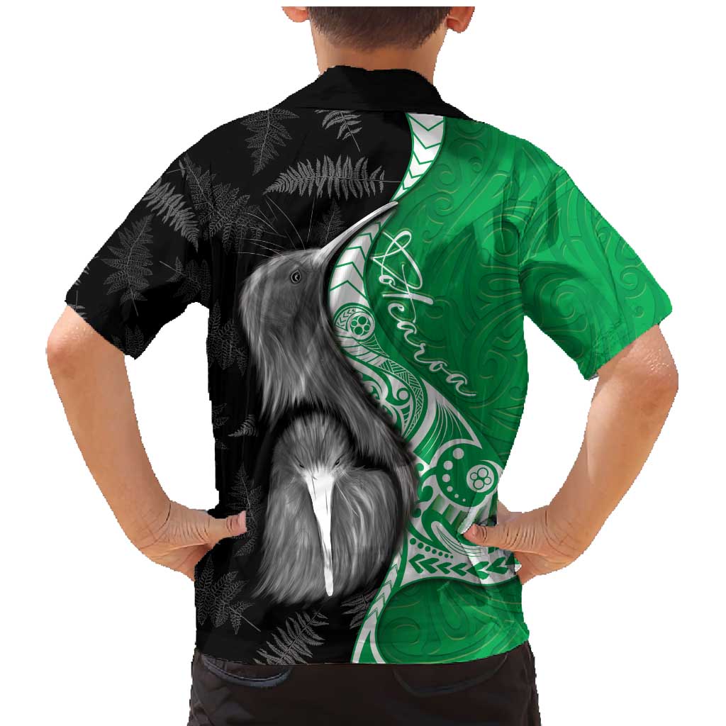 New Zealand Aotearoa Family Matching Mermaid Dress and Hawaiian Shirt Kiwi Fern Maori Pattern Green Version LT05 - Polynesian Pride