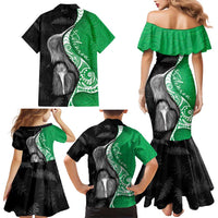New Zealand Aotearoa Family Matching Mermaid Dress and Hawaiian Shirt Kiwi Fern Maori Pattern Green Version LT05 - Polynesian Pride