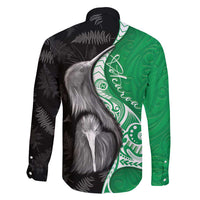 New Zealand Aotearoa Family Matching Mermaid Dress and Hawaiian Shirt Kiwi Fern Maori Pattern Green Version LT05 - Polynesian Pride