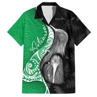 New Zealand Aotearoa Family Matching Off The Shoulder Long Sleeve Dress and Hawaiian Shirt Kiwi Fern Maori Pattern Green Version LT05 Dad's Shirt - Short Sleeve Green - Polynesian Pride
