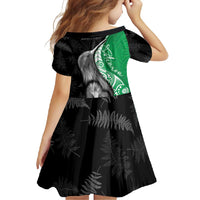 New Zealand Aotearoa Family Matching Off Shoulder Maxi Dress and Hawaiian Shirt Kiwi Fern Maori Pattern Green Version LT05 - Polynesian Pride