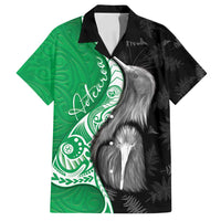 New Zealand Aotearoa Family Matching Off Shoulder Maxi Dress and Hawaiian Shirt Kiwi Fern Maori Pattern Green Version LT05 Dad's Shirt - Short Sleeve Green - Polynesian Pride