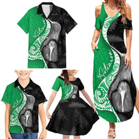 New Zealand Aotearoa Family Matching Summer Maxi Dress and Hawaiian Shirt Kiwi Fern Maori Pattern Green Version LT05 - Polynesian Pride