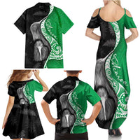 New Zealand Aotearoa Family Matching Summer Maxi Dress and Hawaiian Shirt Kiwi Fern Maori Pattern Green Version LT05 - Polynesian Pride