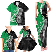 New Zealand Aotearoa Family Matching Tank Maxi Dress and Hawaiian Shirt Kiwi Fern Maori Pattern Green Version LT05 - Polynesian Pride