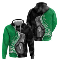 New Zealand Aotearoa Hoodie Kiwi Fern Maori Pattern Green Version