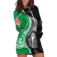 New Zealand Aotearoa Hoodie Dress Kiwi Fern Maori Pattern Green Version LT05 Green - Polynesian Pride