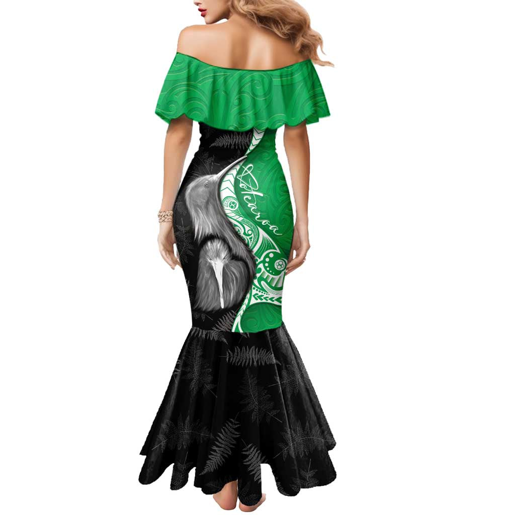New Zealand Aotearoa Mermaid Dress Kiwi Fern Maori Pattern Green Version LT05 - Polynesian Pride