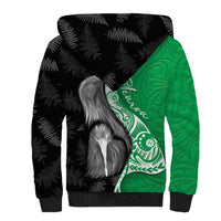 New Zealand Aotearoa Sherpa Hoodie Kiwi Fern Maori Pattern Green Version LT05 - Polynesian Pride