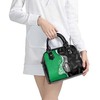 New Zealand Aotearoa Shoulder Handbag Kiwi Fern Maori Pattern Green Version