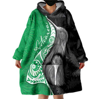 New Zealand Aotearoa Wearable Blanket Hoodie Kiwi Fern Maori Pattern Green Version LT05 - Polynesian Pride