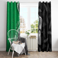 New Zealand Aotearoa Window Curtain Kiwi Fern Maori Pattern Green Version