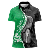 New Zealand Aotearoa Women Polo Shirt Kiwi Fern Maori Pattern Green Version LT05 Female Green - Polynesian Pride