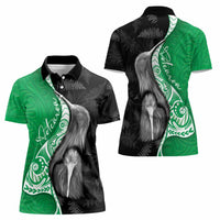 New Zealand Aotearoa Women Polo Shirt Kiwi Fern Maori Pattern Green Version LT05 - Polynesian Pride