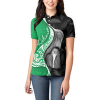 New Zealand Aotearoa Women Polo Shirt Kiwi Fern Maori Pattern Green Version LT05 - Polynesian Pride