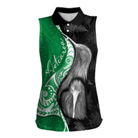 New Zealand Aotearoa Women Sleeveless Polo Shirt Kiwi Fern Maori Pattern Green Version LT05 Female Green - Polynesian Pride