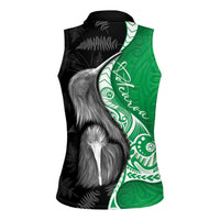 New Zealand Aotearoa Women Sleeveless Polo Shirt Kiwi Fern Maori Pattern Green Version LT05 - Polynesian Pride