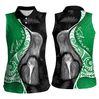 New Zealand Aotearoa Women Sleeveless Polo Shirt Kiwi Fern Maori Pattern Green Version LT05 - Polynesian Pride