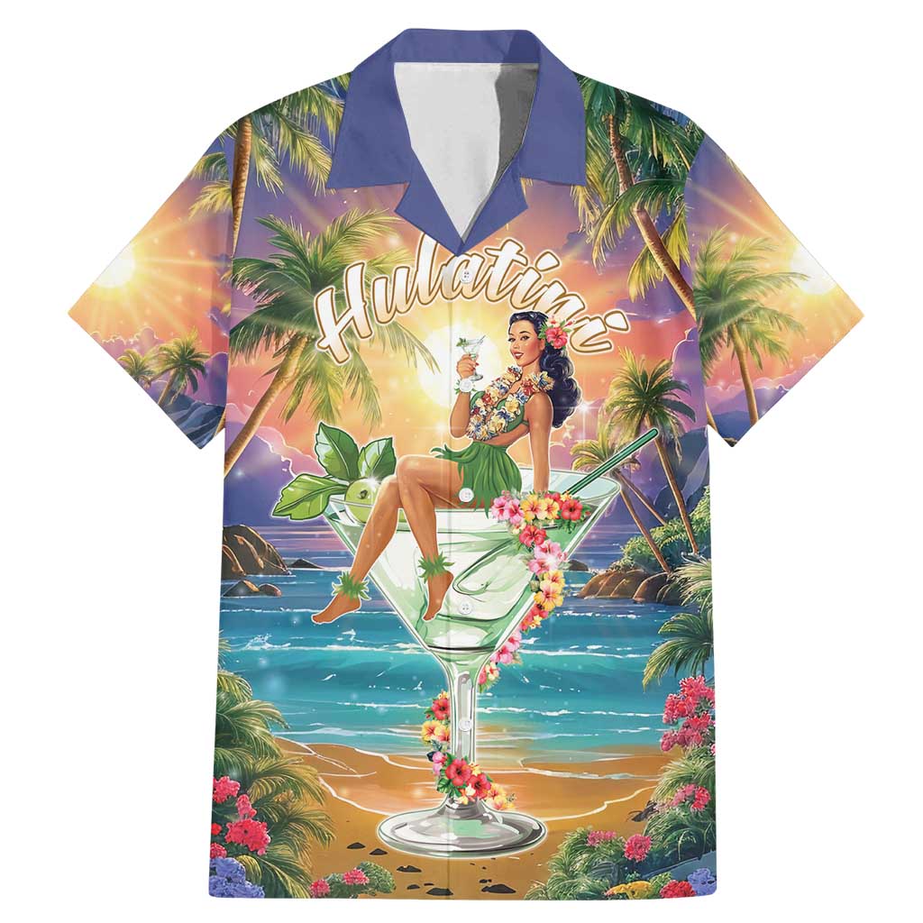 Aloha Hawaii Family Matching Mermaid Dress and Hawaiian Shirt Hula Martini Tropical Vibes LT05 Dad's Shirt - Short Sleeve Colorful - Polynesian Pride
