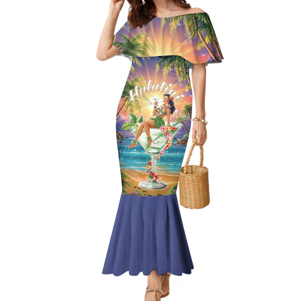 Aloha Hawaii Family Matching Mermaid Dress and Hawaiian Shirt Hula Martini Tropical Vibes LT05 Mom's Dress Colorful - Polynesian Pride
