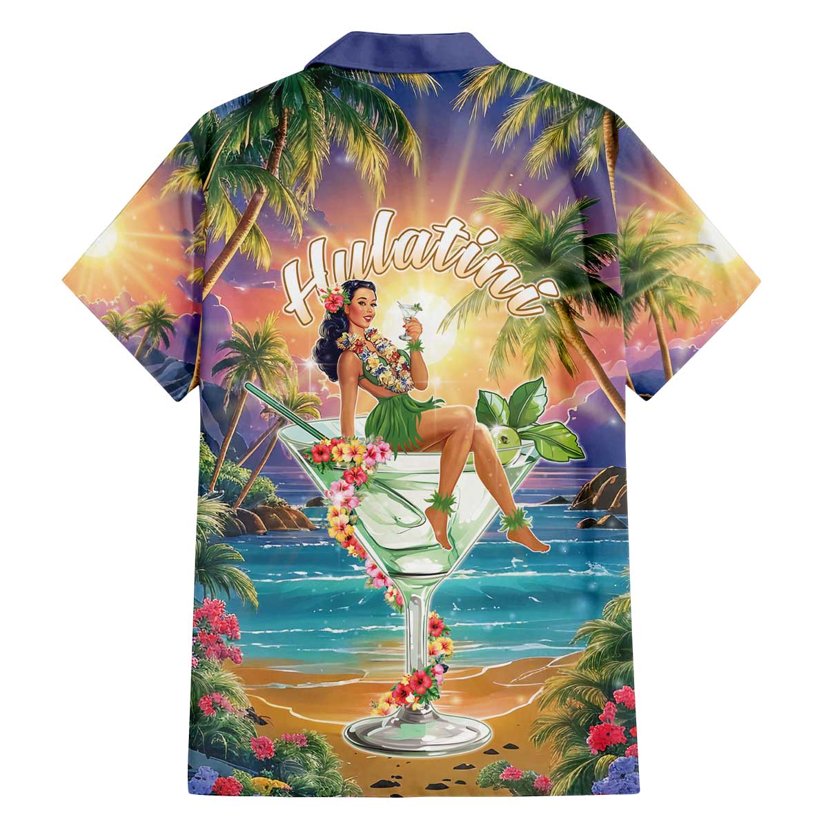 Aloha Hawaii Family Matching Off The Shoulder Long Sleeve Dress and Hawaiian Shirt Hula Martini Tropical Vibes - Polynesian Pride
