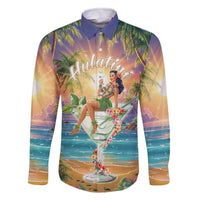 Aloha Hawaii Family Matching Off The Shoulder Long Sleeve Dress and Hawaiian Shirt Hula Martini Tropical Vibes - Polynesian Pride