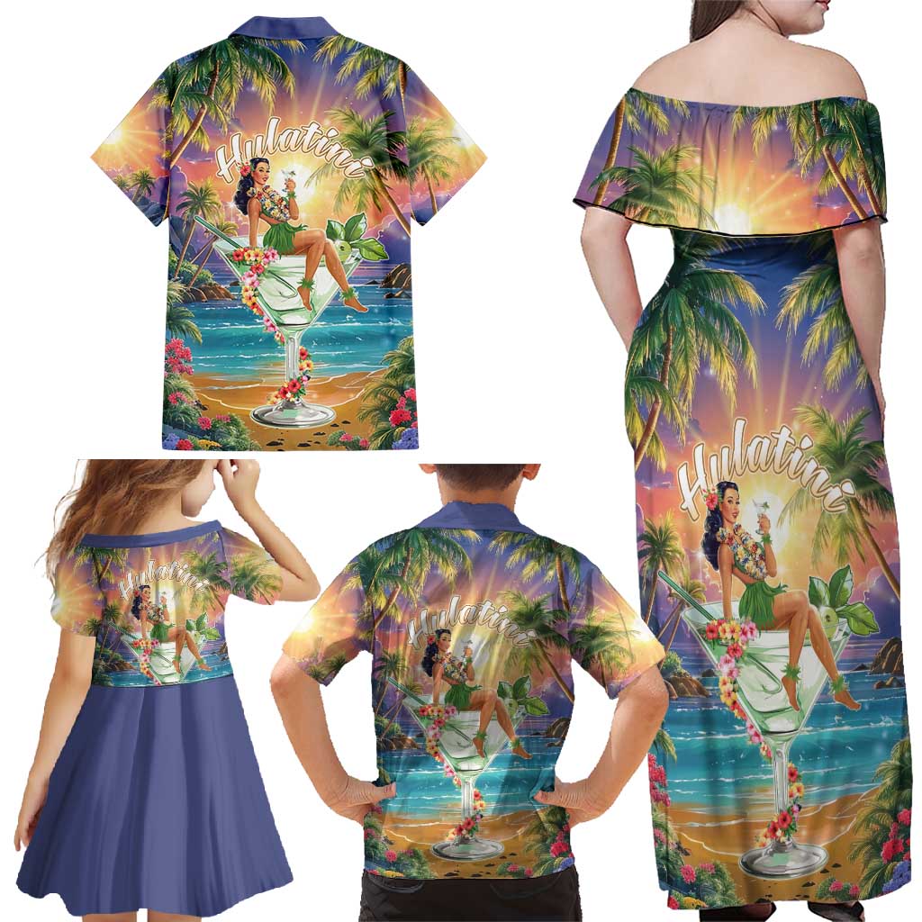 Aloha Hawaii Family Matching Off Shoulder Maxi Dress and Hawaiian Shirt Hula Martini Tropical Vibes LT05 - Polynesian Pride