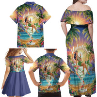 Aloha Hawaii Family Matching Off Shoulder Maxi Dress and Hawaiian Shirt Hula Martini Tropical Vibes LT05 - Polynesian Pride