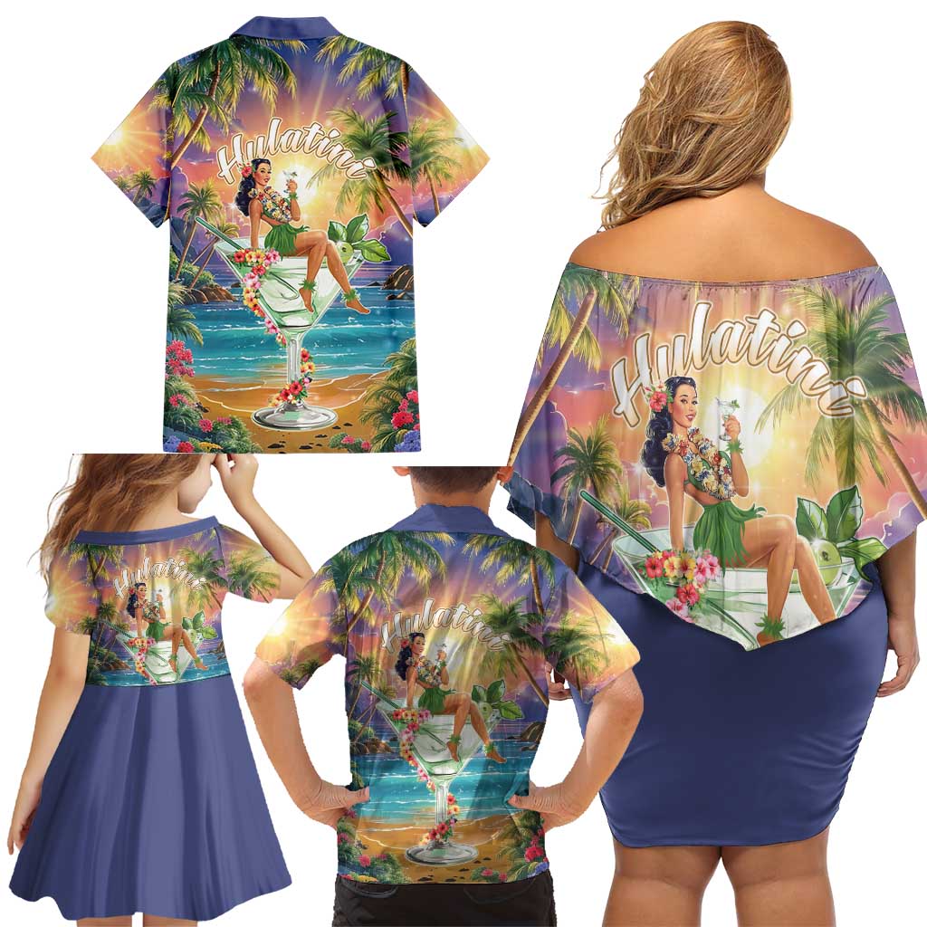 Aloha Hawaii Family Matching Off Shoulder Short Dress and Hawaiian Shirt Hula Martini Tropical Vibes LT05 - Polynesian Pride