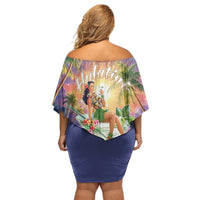 Aloha Hawaii Family Matching Off Shoulder Short Dress and Hawaiian Shirt Hula Martini Tropical Vibes LT05 - Polynesian Pride