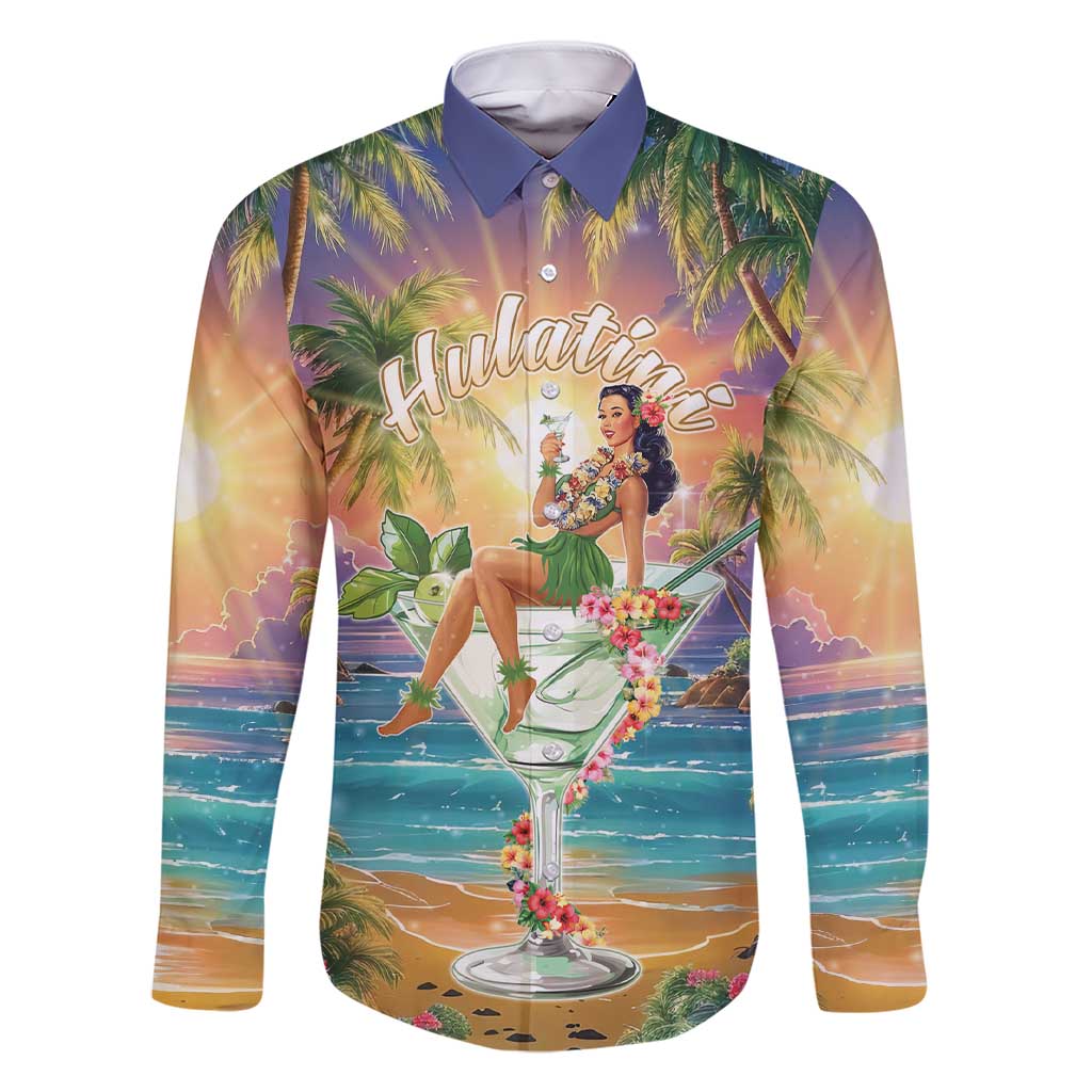 Aloha Hawaii Family Matching Short Sleeve Bodycon Dress and Hawaiian Shirt Hula Martini Tropical Vibes LT05 Dad's Shirt - Long Sleeve Colorful - Polynesian Pride